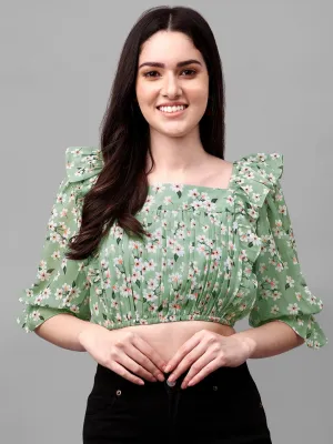 crop tops for Women western wear green