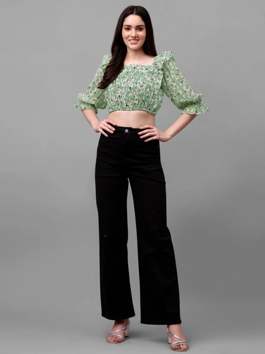 crop tops for Women western wear green