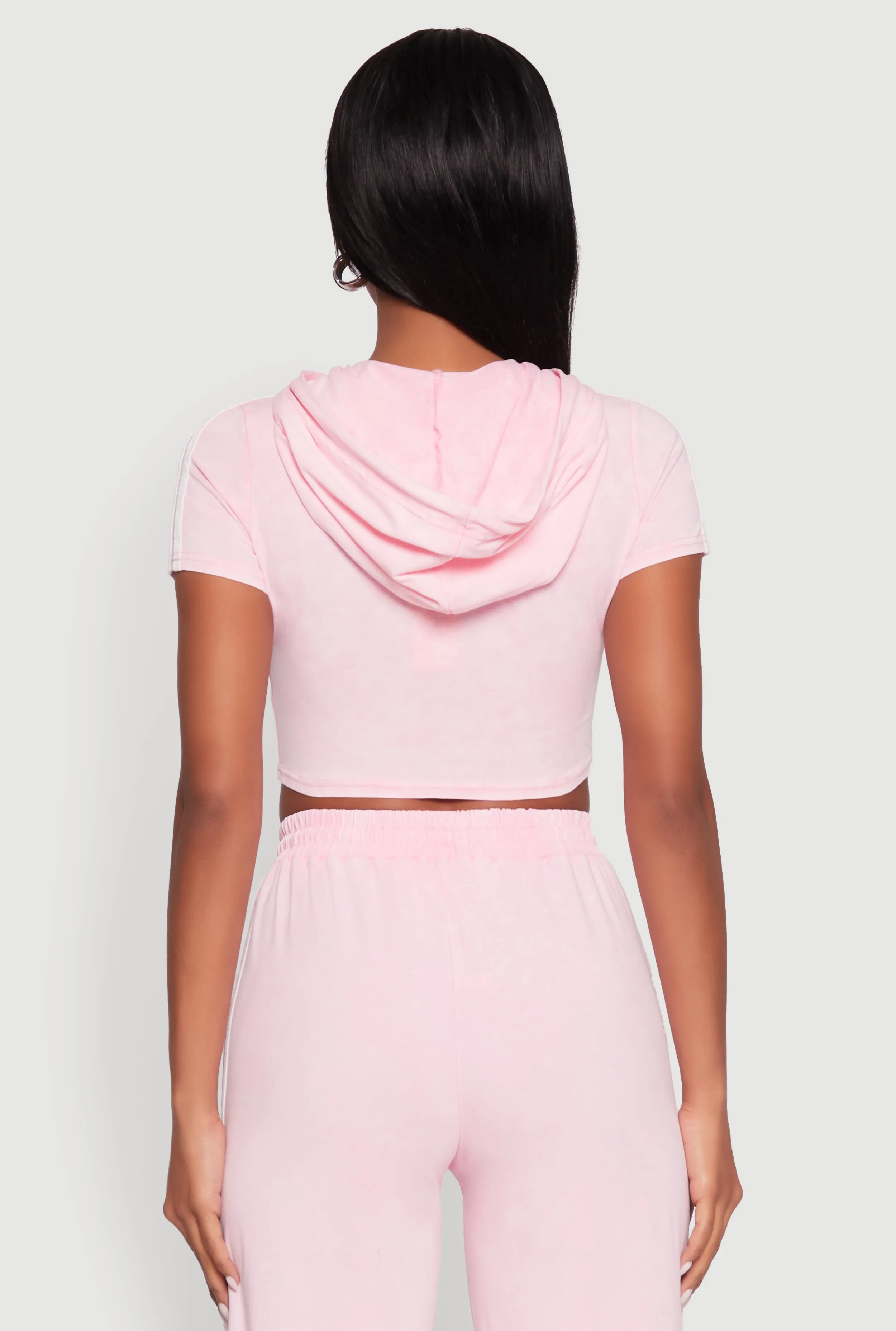 Daisy Mineral Wash Varsity Stripe Hooded Crop Top
