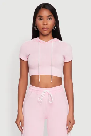 Daisy Mineral Wash Varsity Stripe Hooded Crop Top