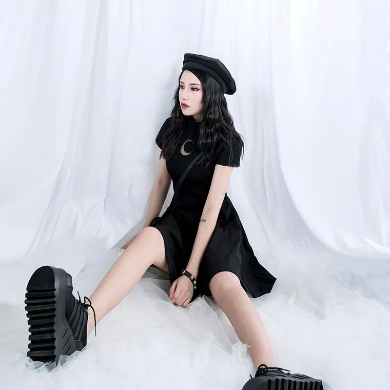 Dark Cut Out Moon Chest Dress SD02408