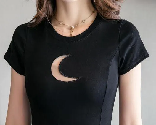 Dark Cut Out Moon Chest Dress SD02408