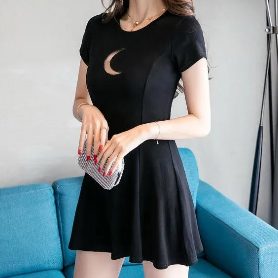 Dark Cut Out Moon Chest Dress SD02408