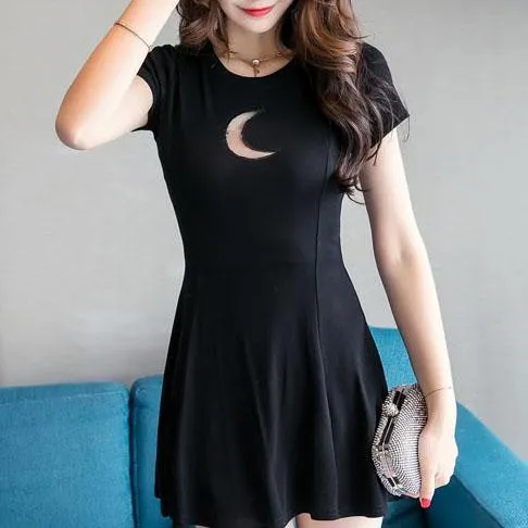 Dark Cut Out Moon Chest Dress SD02408