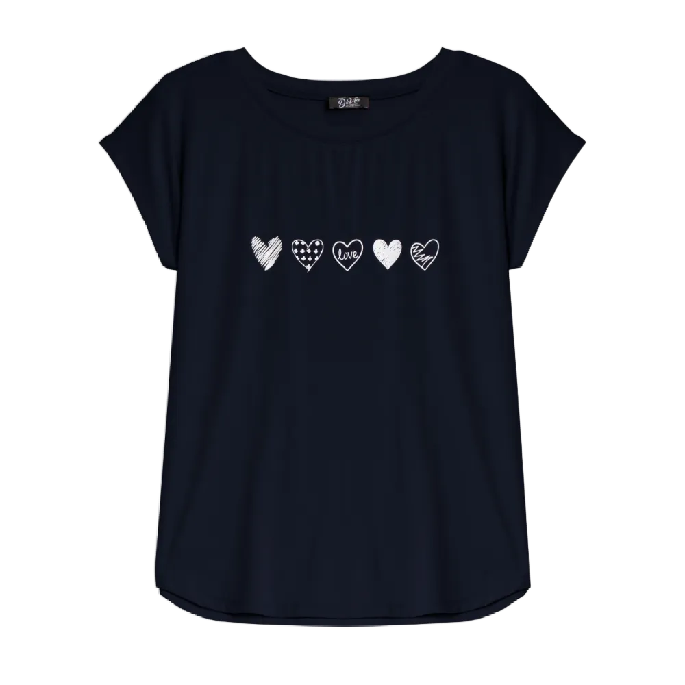 Devia Top - Navy with Hearts