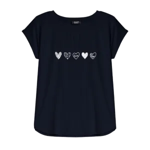 Devia Top - Navy with Hearts