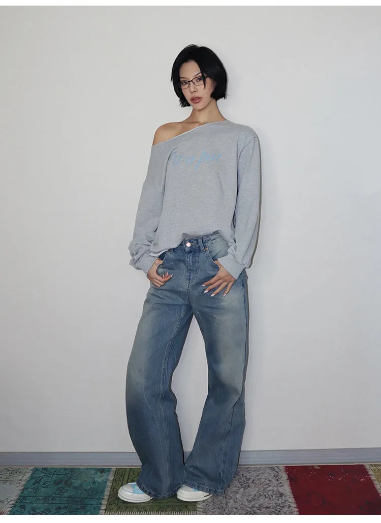Distressed Mop Jeans