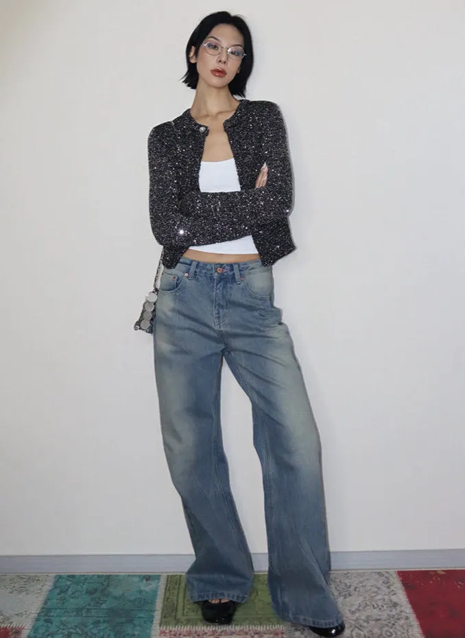 Distressed Mop Jeans