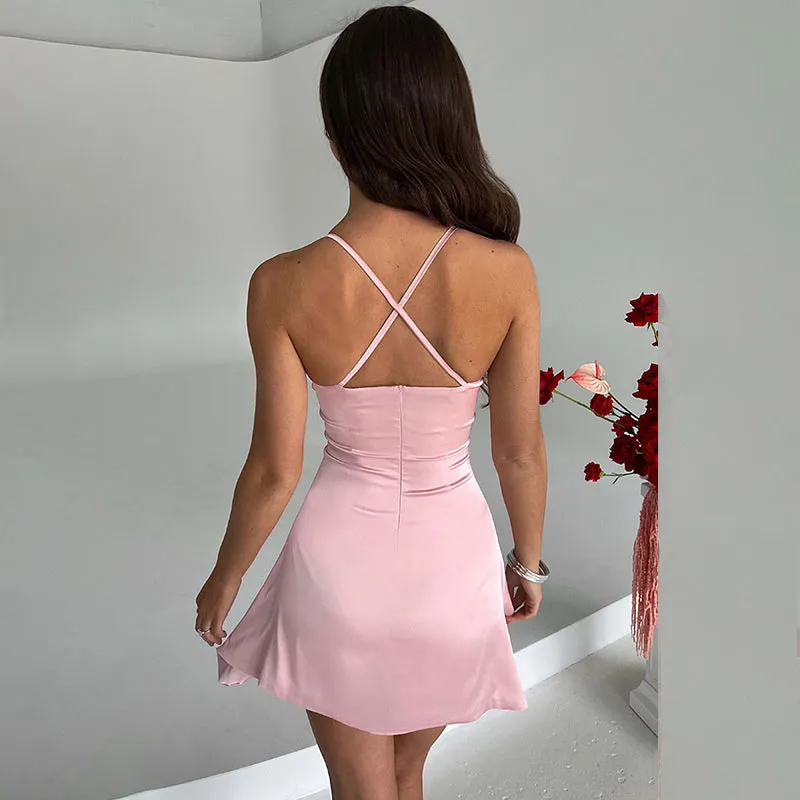 Dorothy Satin Spaghetti Strap Sexy Mini Dress