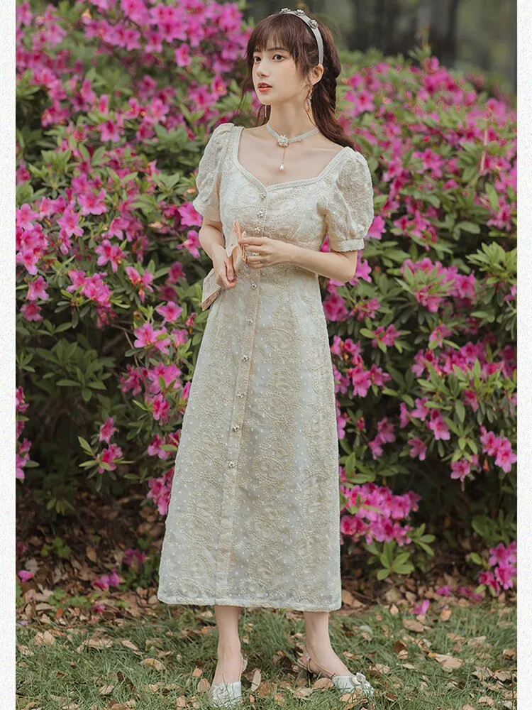 Dress French Embroidery Sweet Fairy Dress