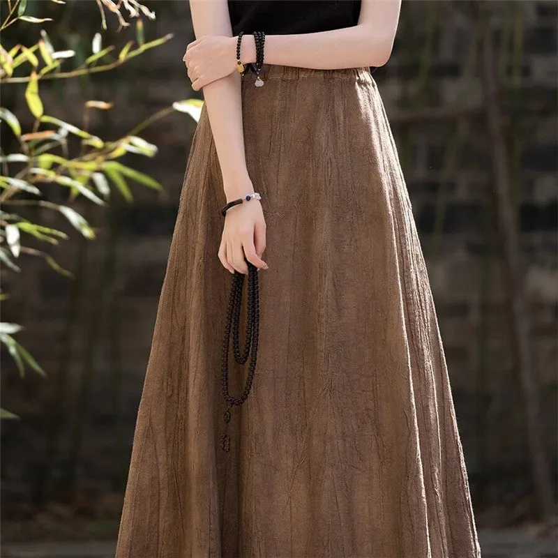 Eight Pieces Tie-Dye Linen Half-Body Skirt