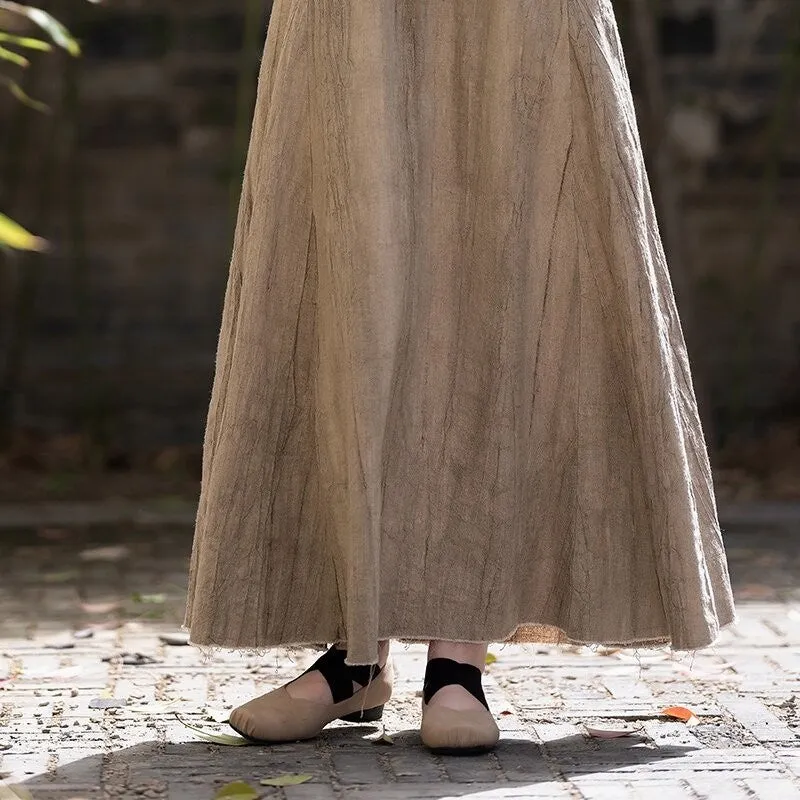 Eight Pieces Tie-Dye Linen Half-Body Skirt