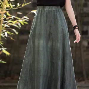 Eight Pieces Tie-Dye Linen Half-Body Skirt