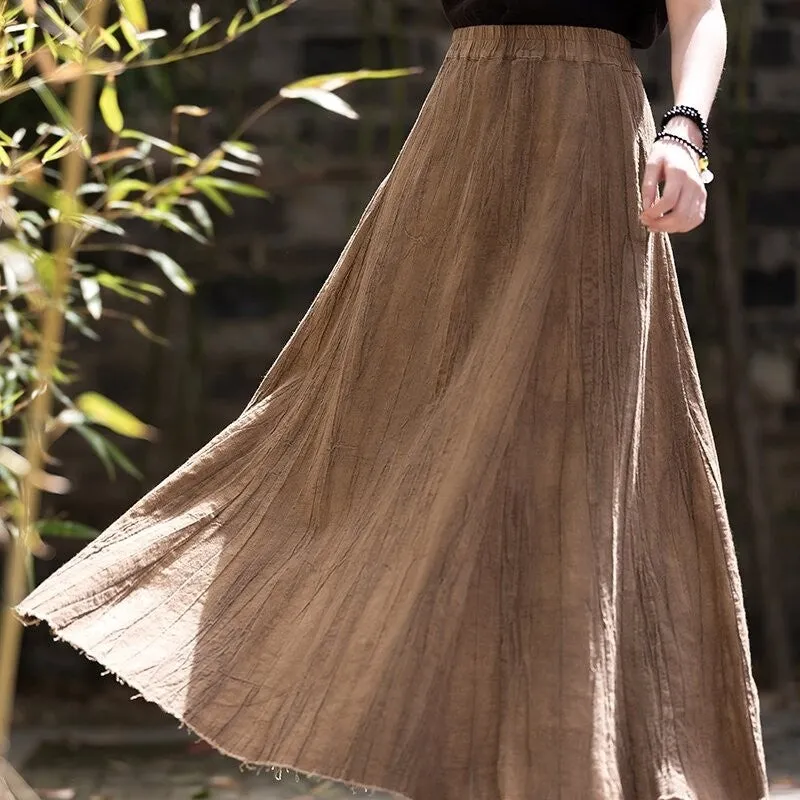 Eight Pieces Tie-Dye Linen Half-Body Skirt