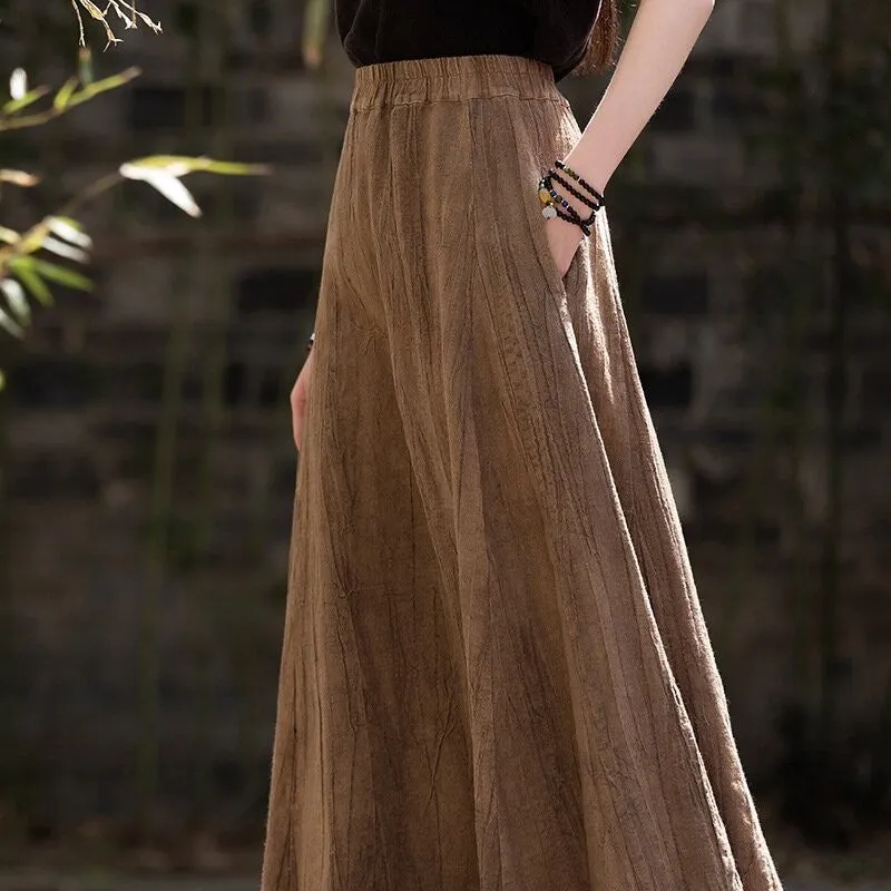 Eight Pieces Tie-Dye Linen Half-Body Skirt
