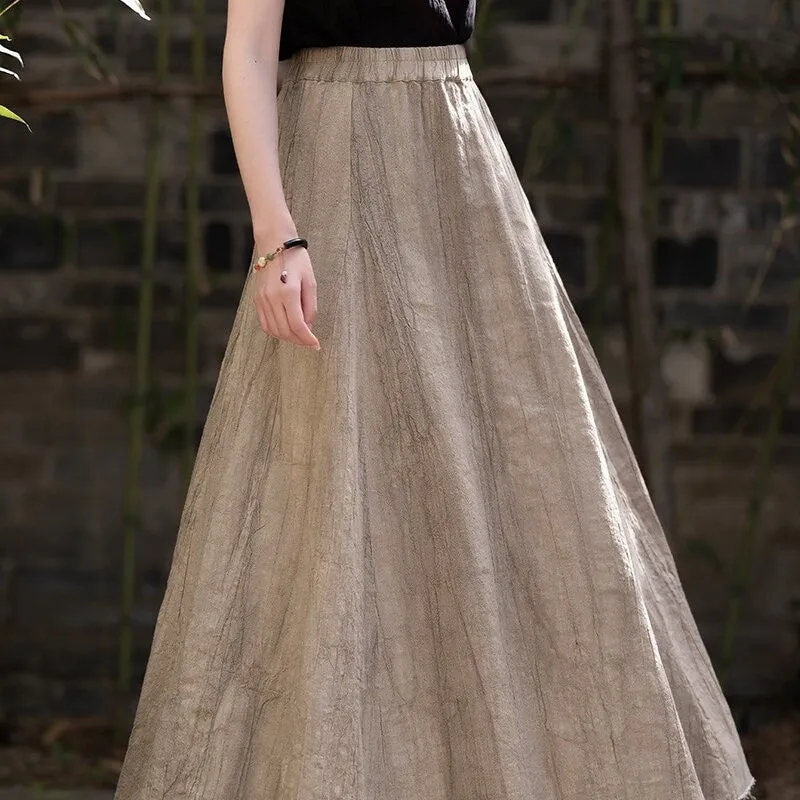 Eight Pieces Tie-Dye Linen Half-Body Skirt