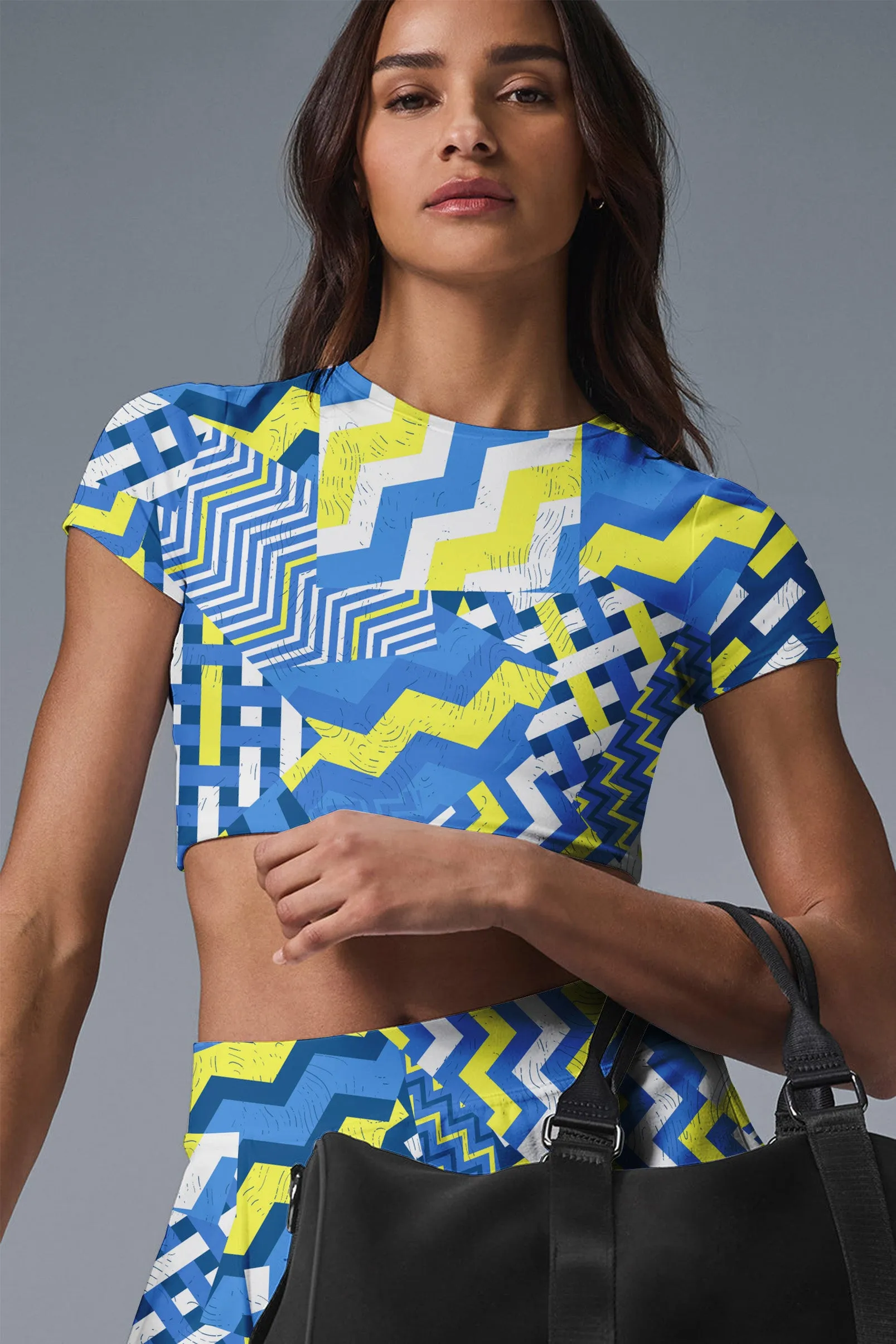 Electric Steps Set – Women’s Zigzag Graphic Athletic Skirt & Crop Top