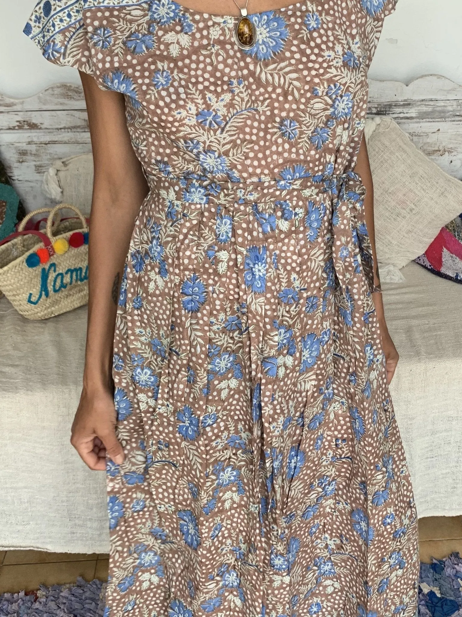 Emilie  sweet summer Dress  Polka dot beige