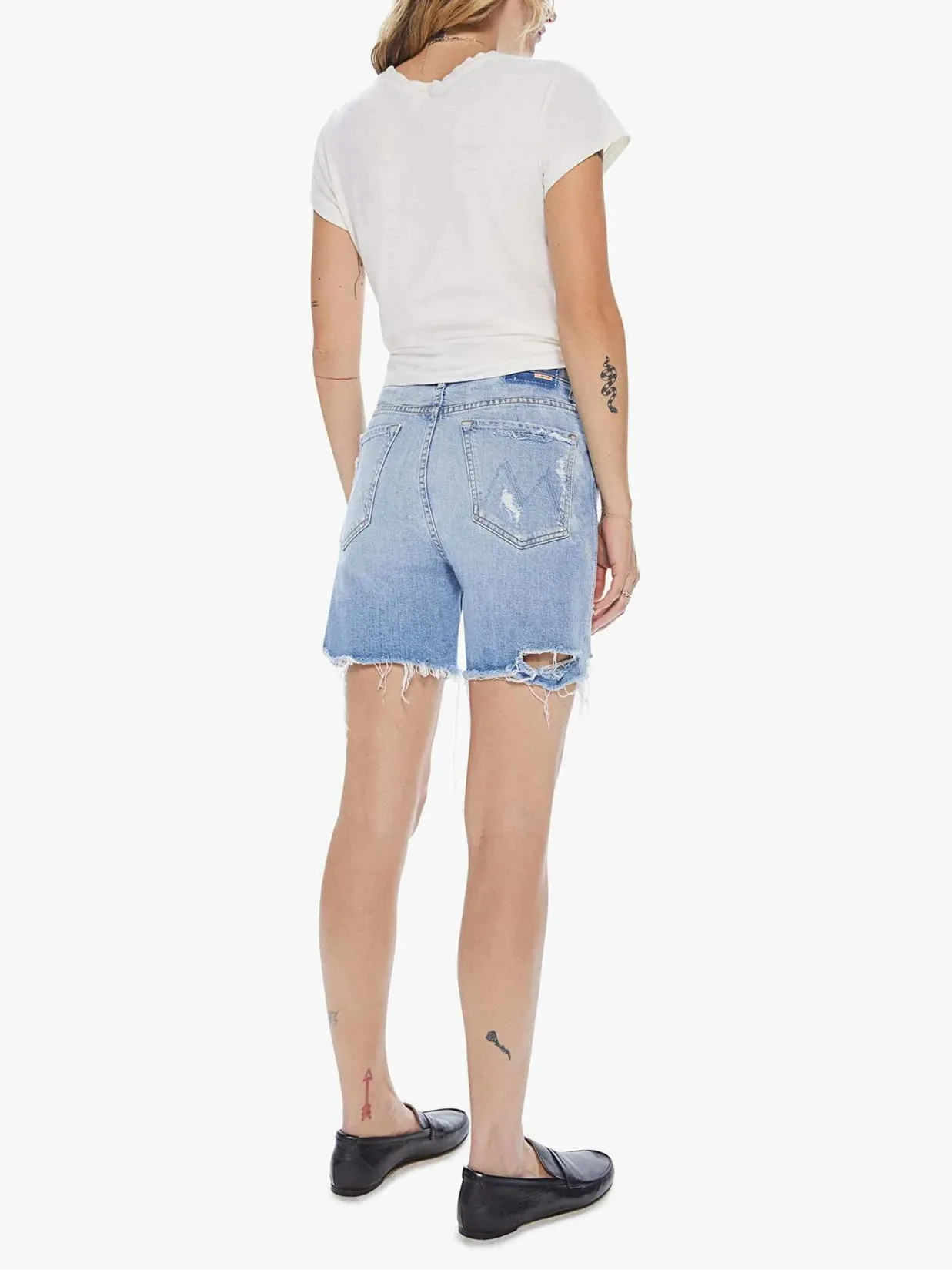 Eva Straight Holes Denim Shorts