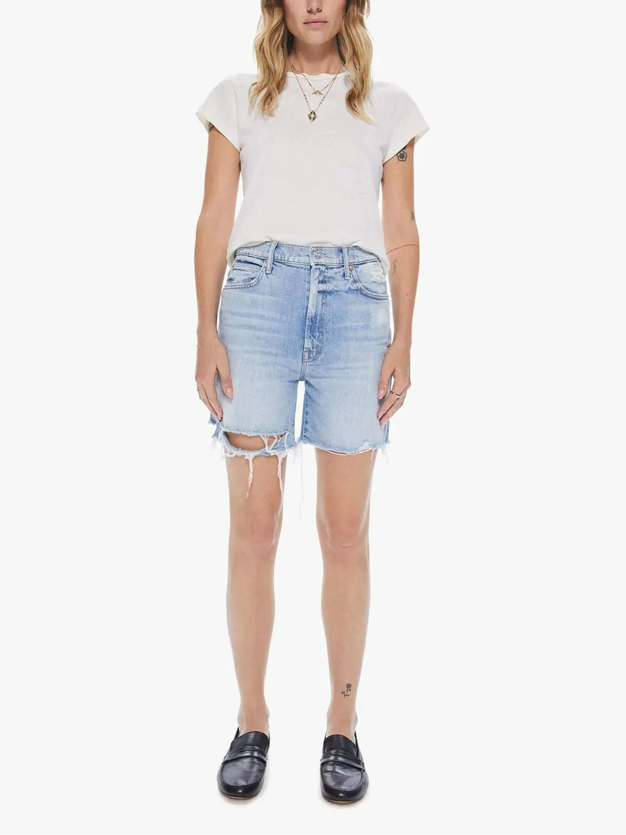 Eva Straight Holes Denim Shorts