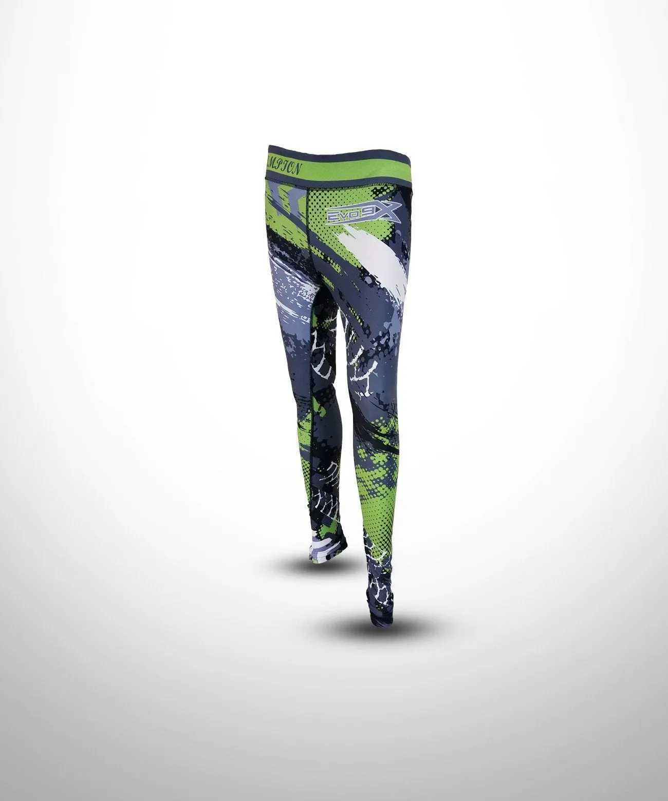 Evo9x Full Dye Sublimated Compression Leggings Gray/Green
