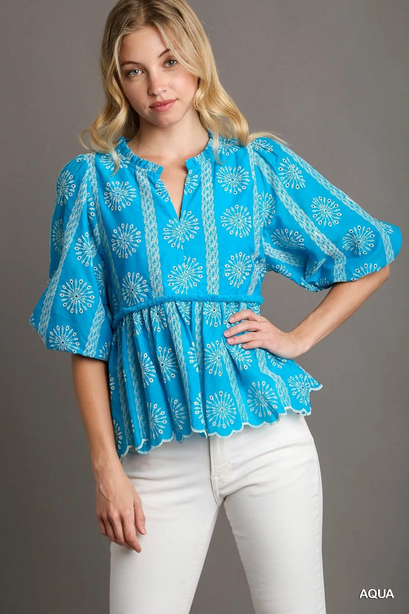 Faith ruffled Top In Aqua