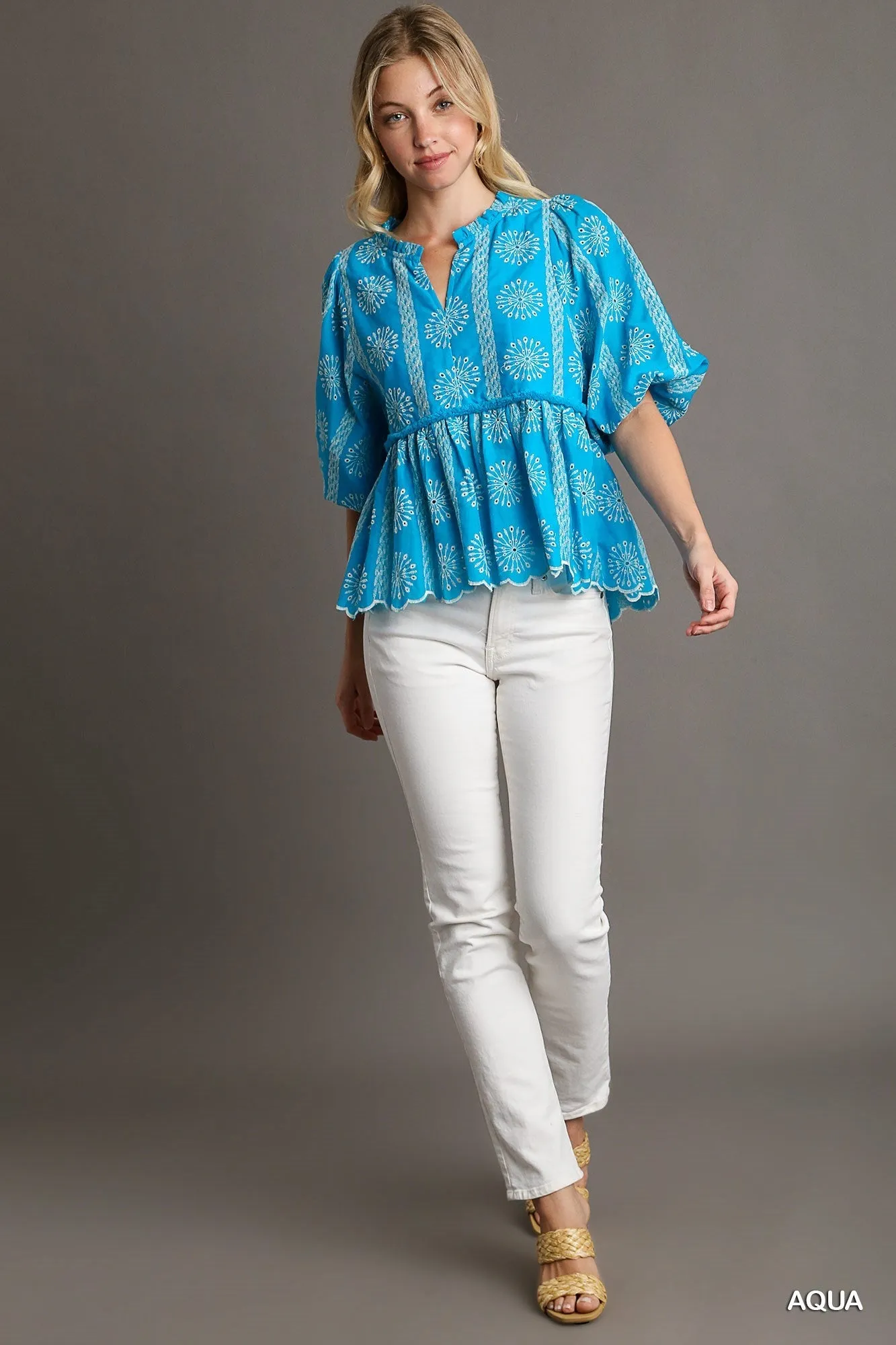 Faith ruffled Top In Aqua