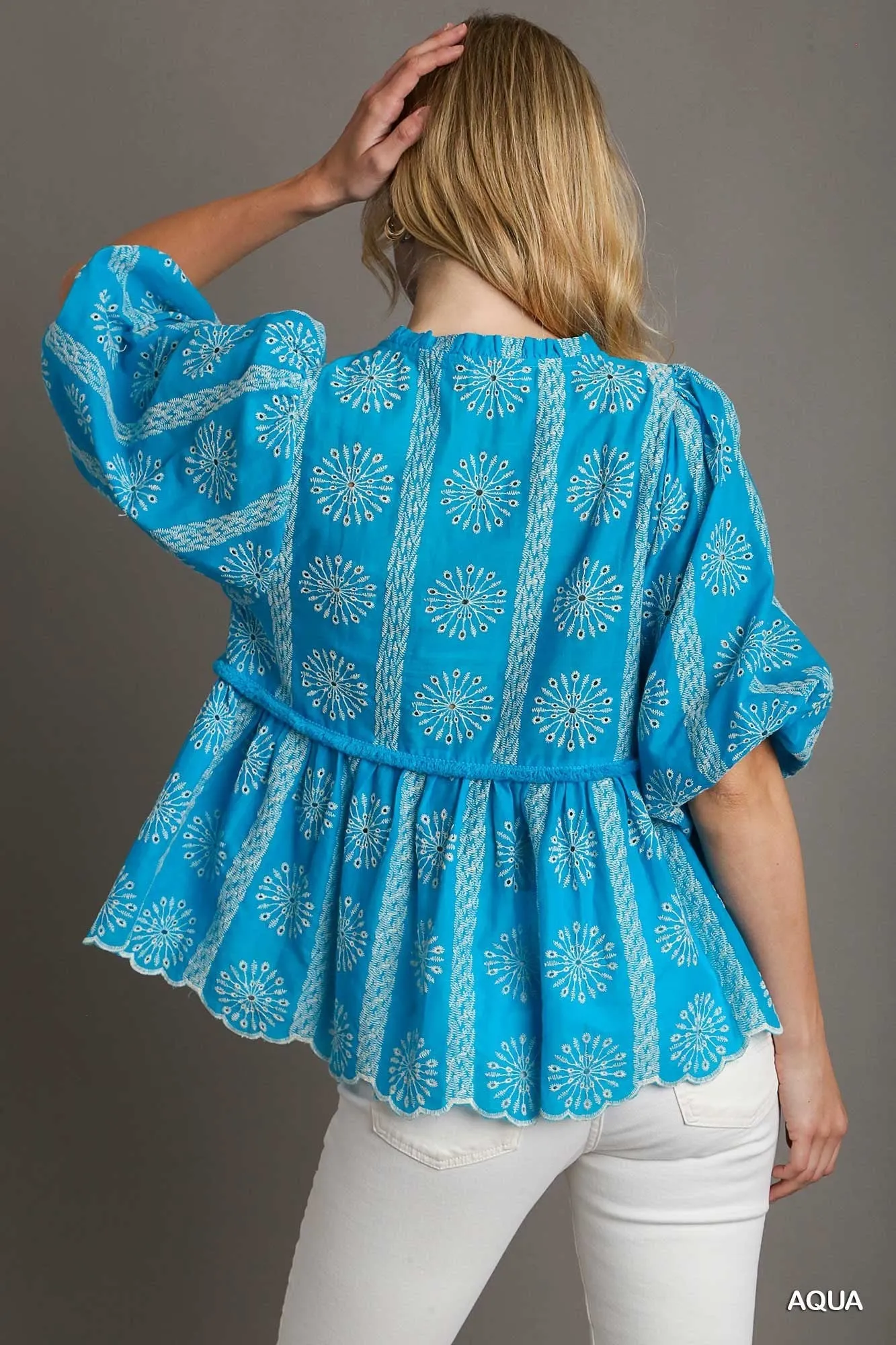 Faith ruffled Top In Aqua