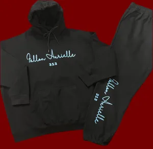 Fallon Aurielle Unisex Signature 313 Rep Yo Set Area Code Jogging Set (Black & Teal Blue)