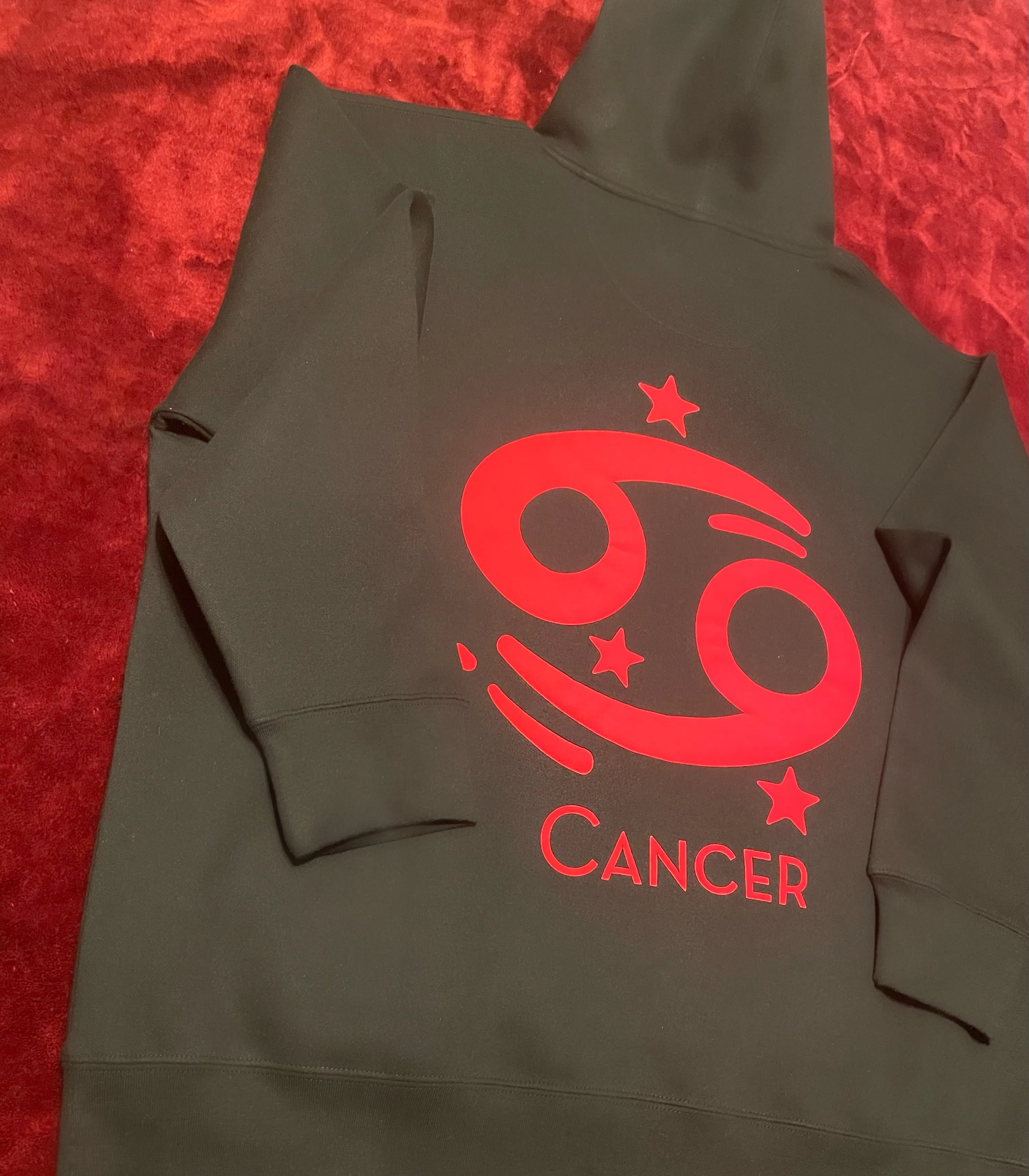 Fallon Aurielle Unisex Signature Cancer Logo & Name Zodiac Hoodie (Black & Red)