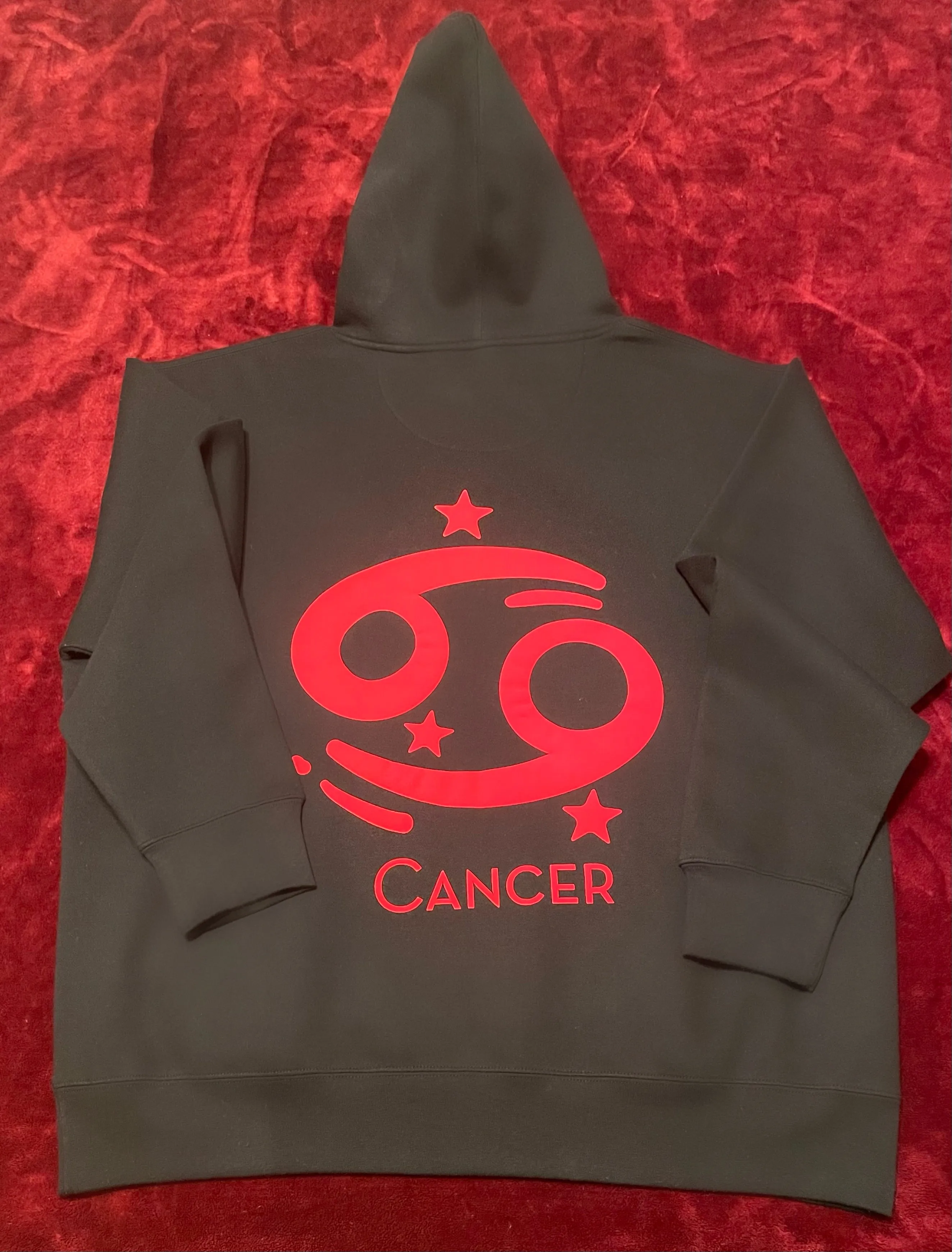 Fallon Aurielle Unisex Signature Cancer Logo & Name Zodiac Hoodie (Black & Red)