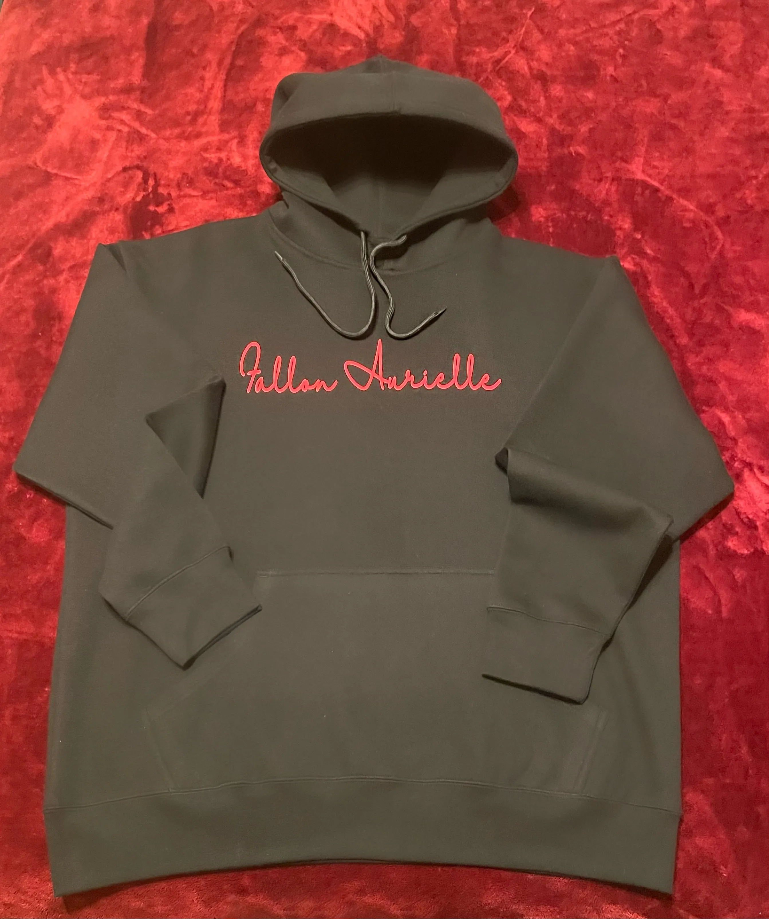 Fallon Aurielle Unisex Signature Cancer Logo & Name Zodiac Hoodie (Black & Red)