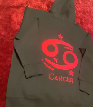 Fallon Aurielle Unisex Signature Cancer Logo & Name Zodiac Hoodie (Black & Red)
