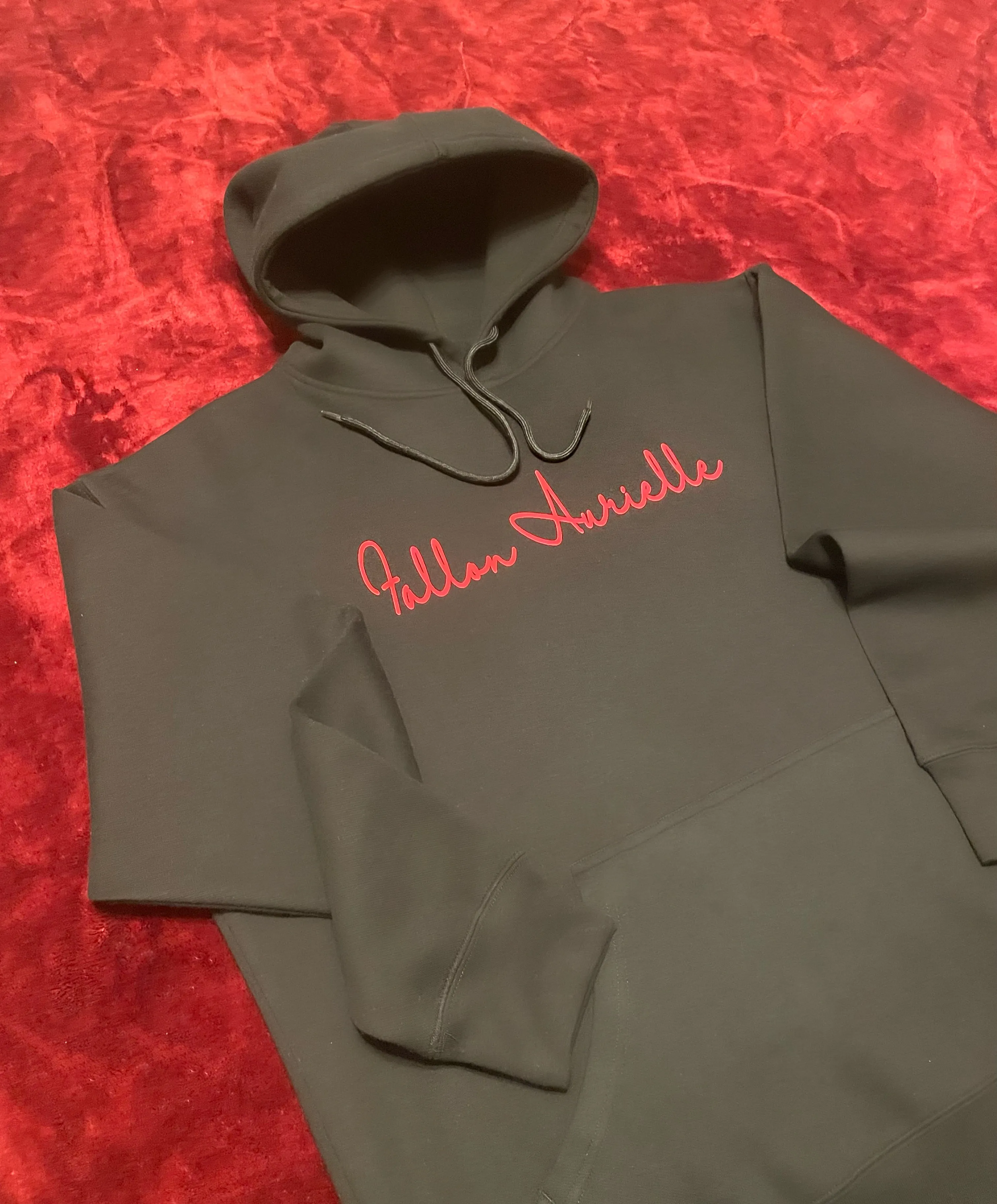 Fallon Aurielle Unisex Signature Cancer Logo & Name Zodiac Hoodie (Black & Red)