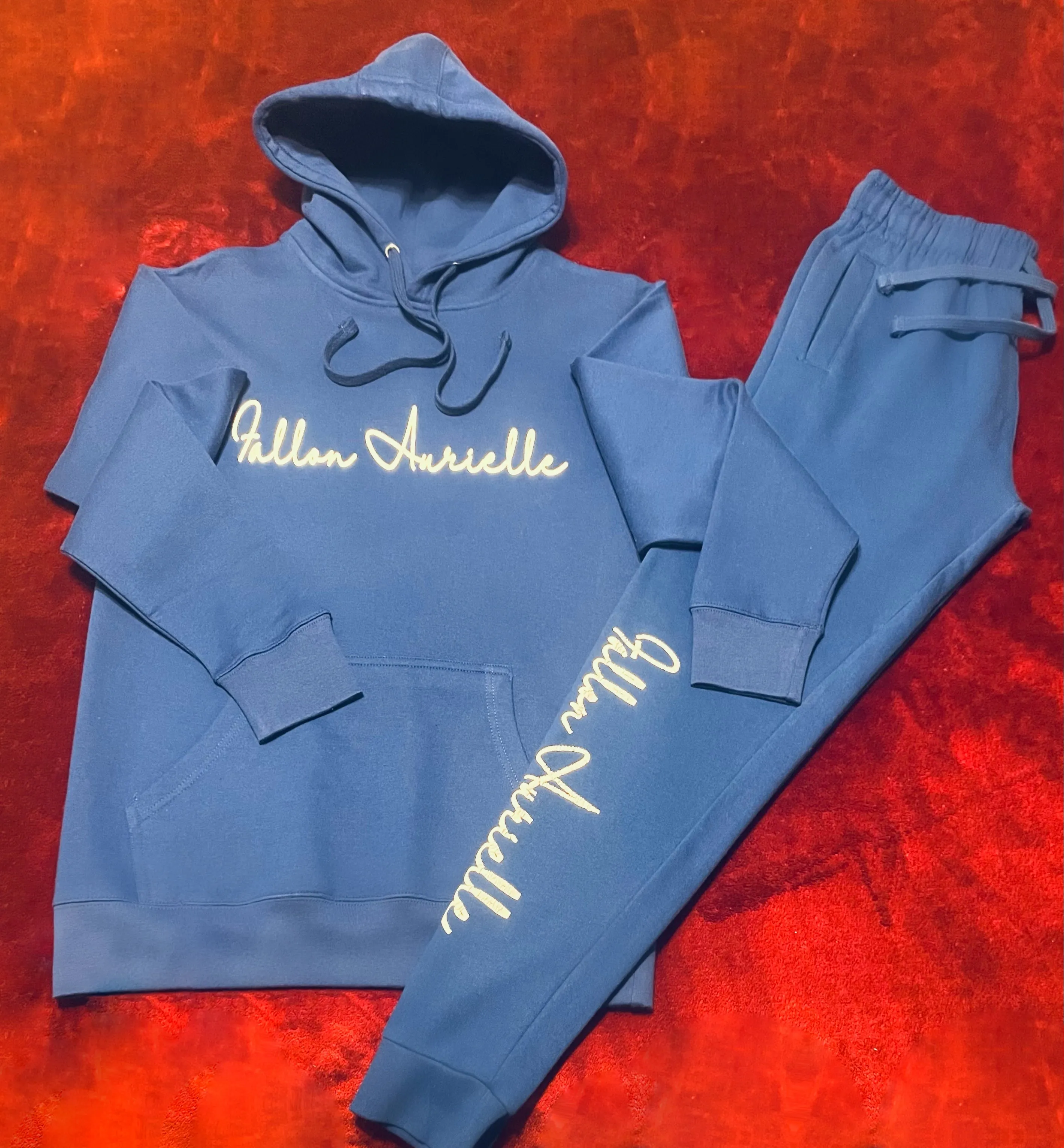 Fallon Aurielle Unisex Signature Classic Jogging Set (Royal Blue & White)