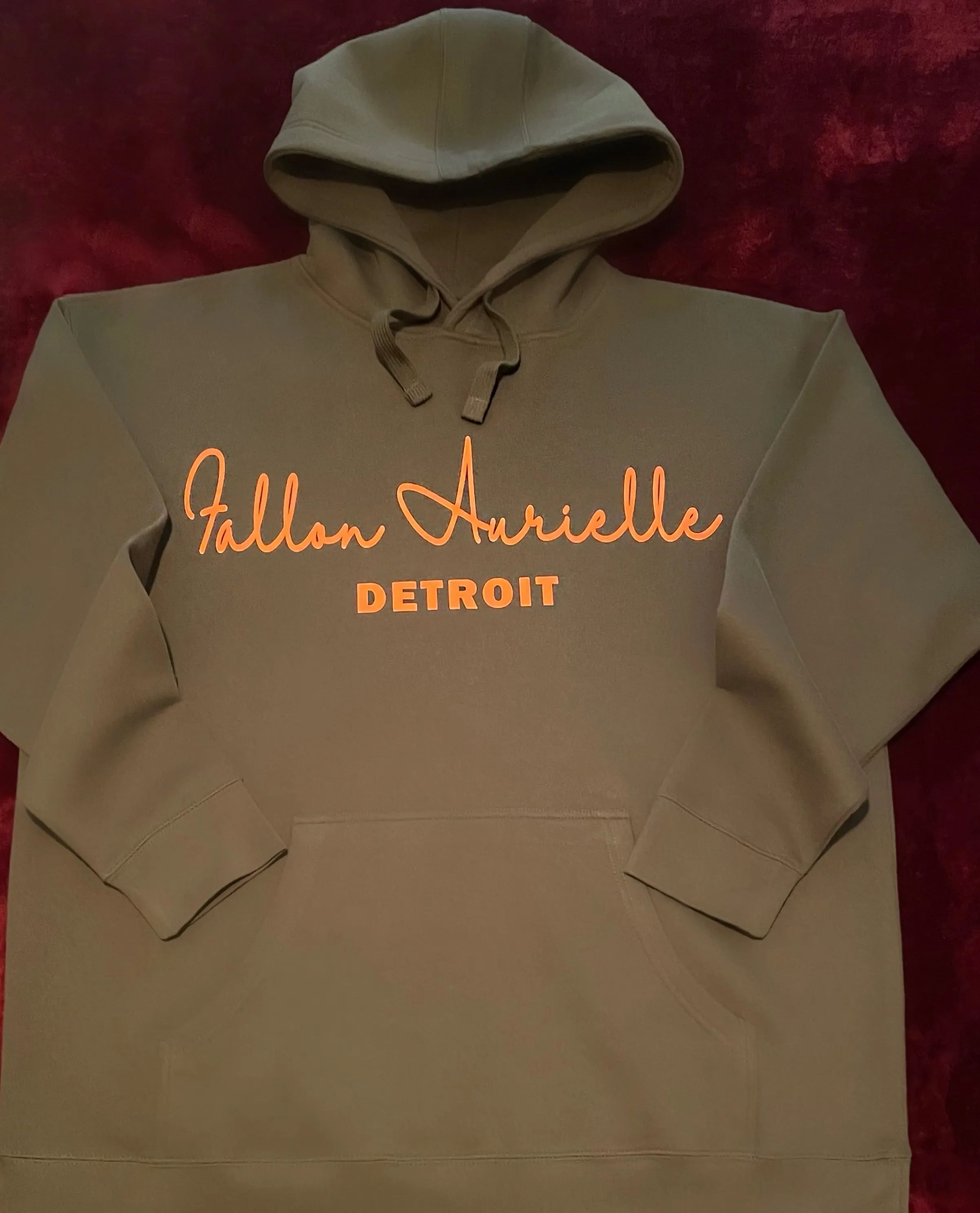 Fallon Aurielle Unisex Signature Detroit Rep Yo Set Jogging Set (Olive Green & Neon Orange)