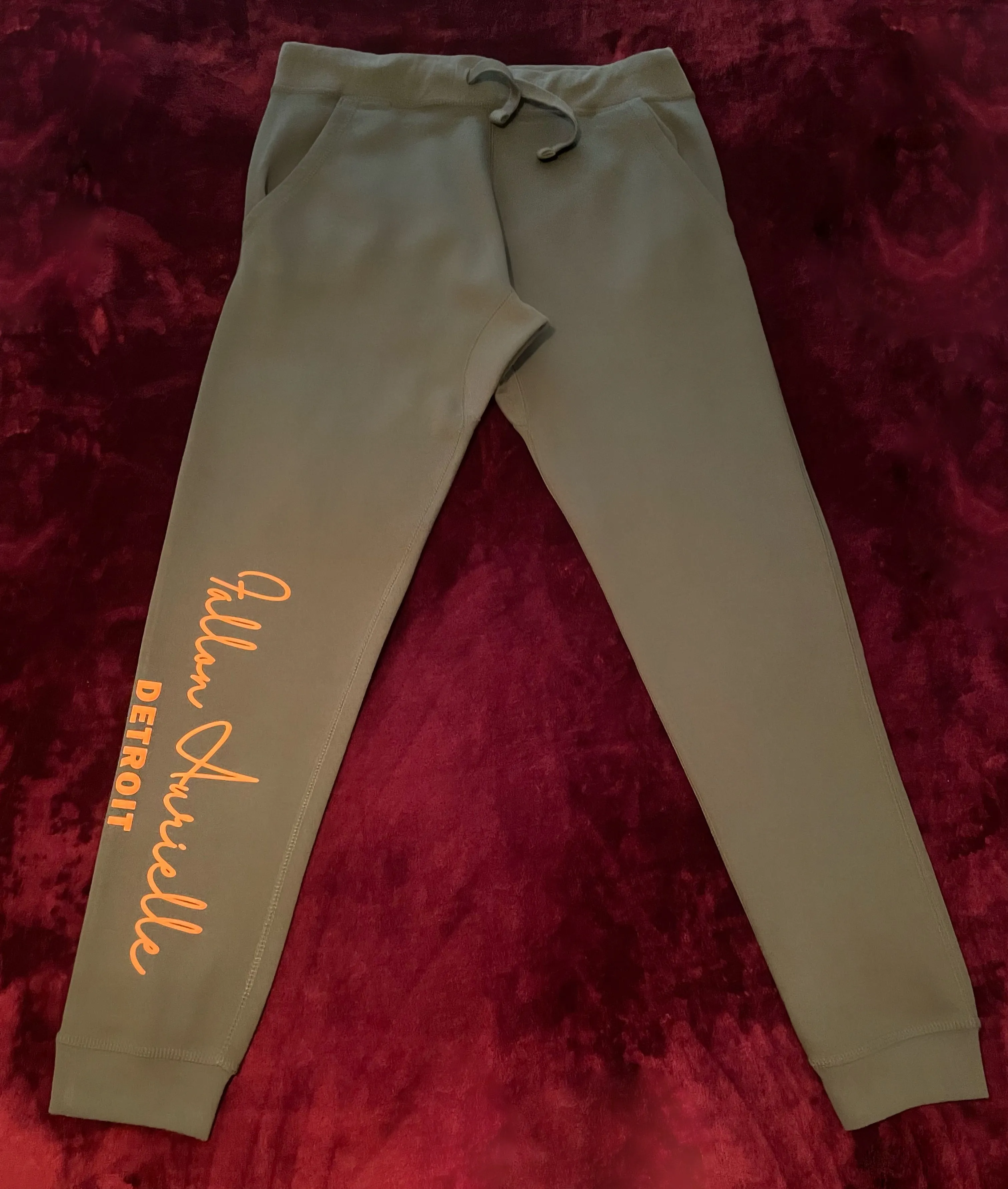 Fallon Aurielle Unisex Signature Detroit Rep Yo Set Jogging Set (Olive Green & Neon Orange)
