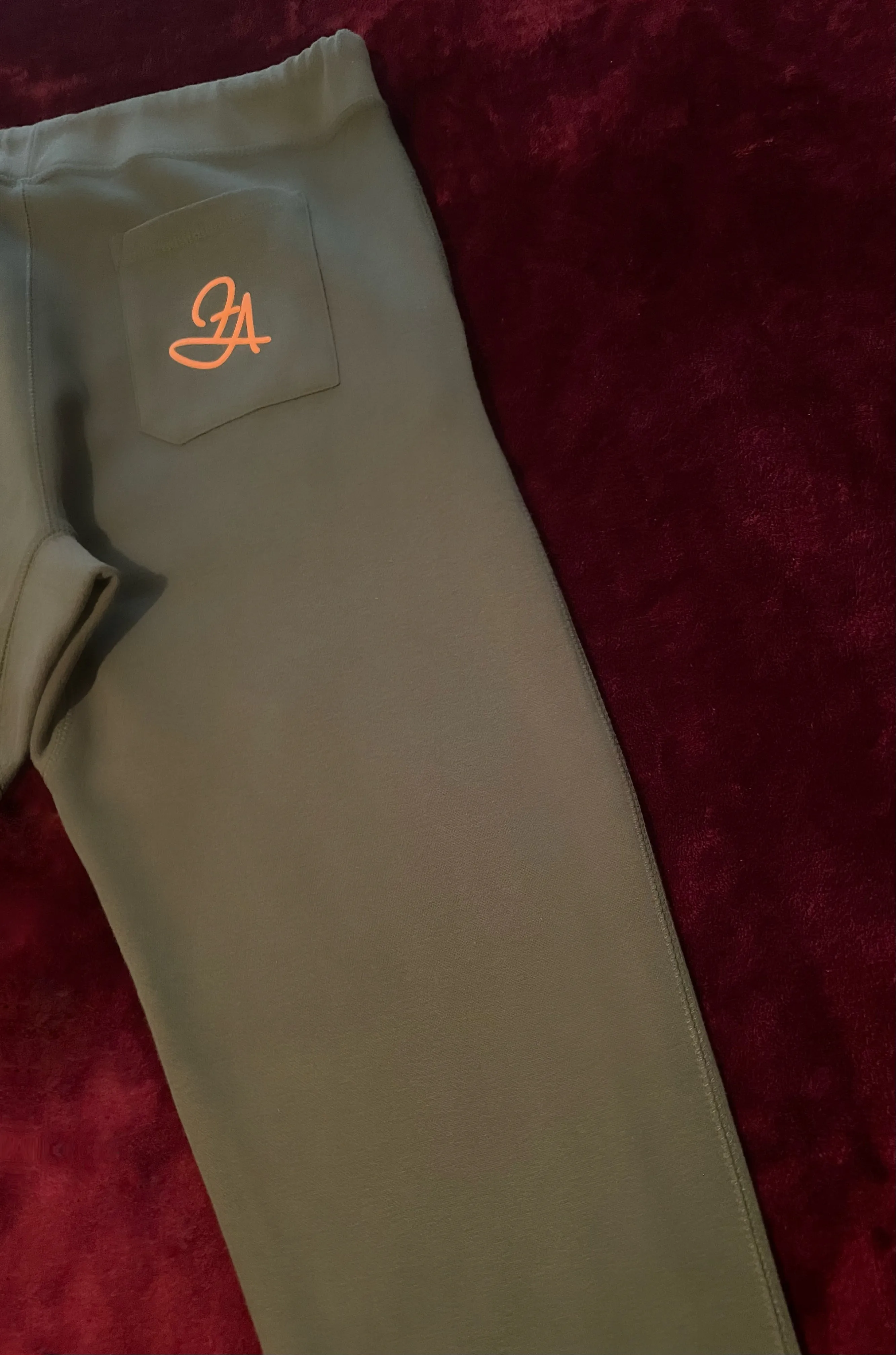 Fallon Aurielle Unisex Signature Detroit Rep Yo Set Jogging Set (Olive Green & Neon Orange)