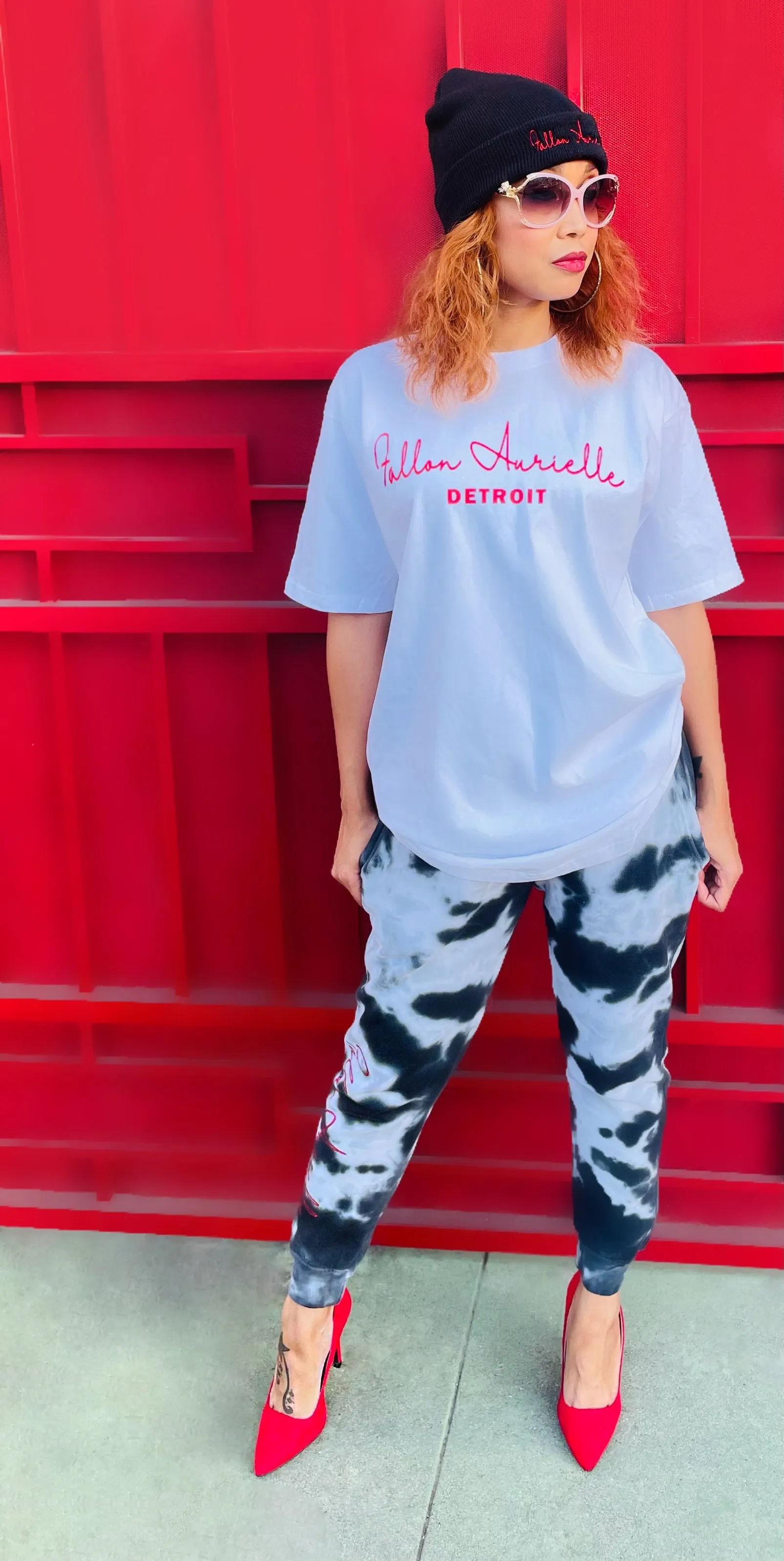 Fallon Aurielle Unisex Signature Detroit Rep Yo Set T-Shirt (White & Red)