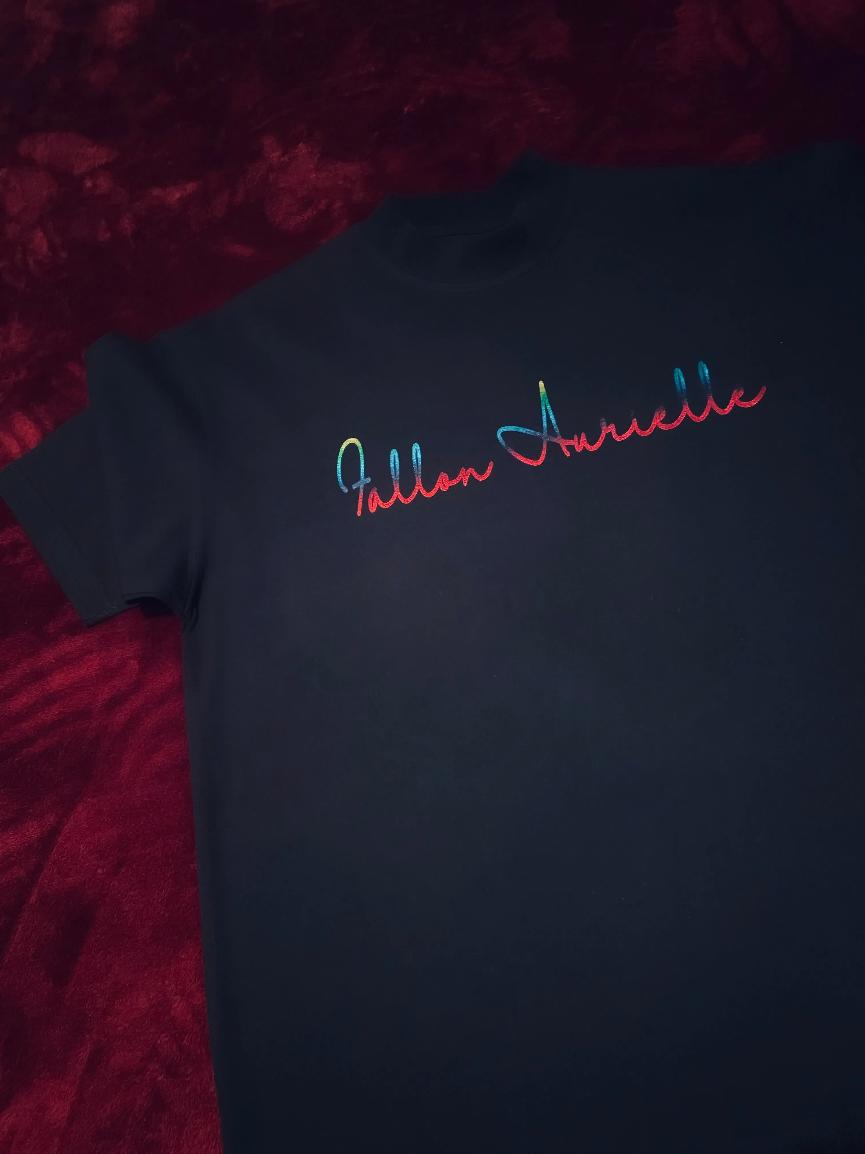 Fallon Aurielle Unisex Signature Rainbow Butterfly T-Shirt (Black & Rainbow Multi)