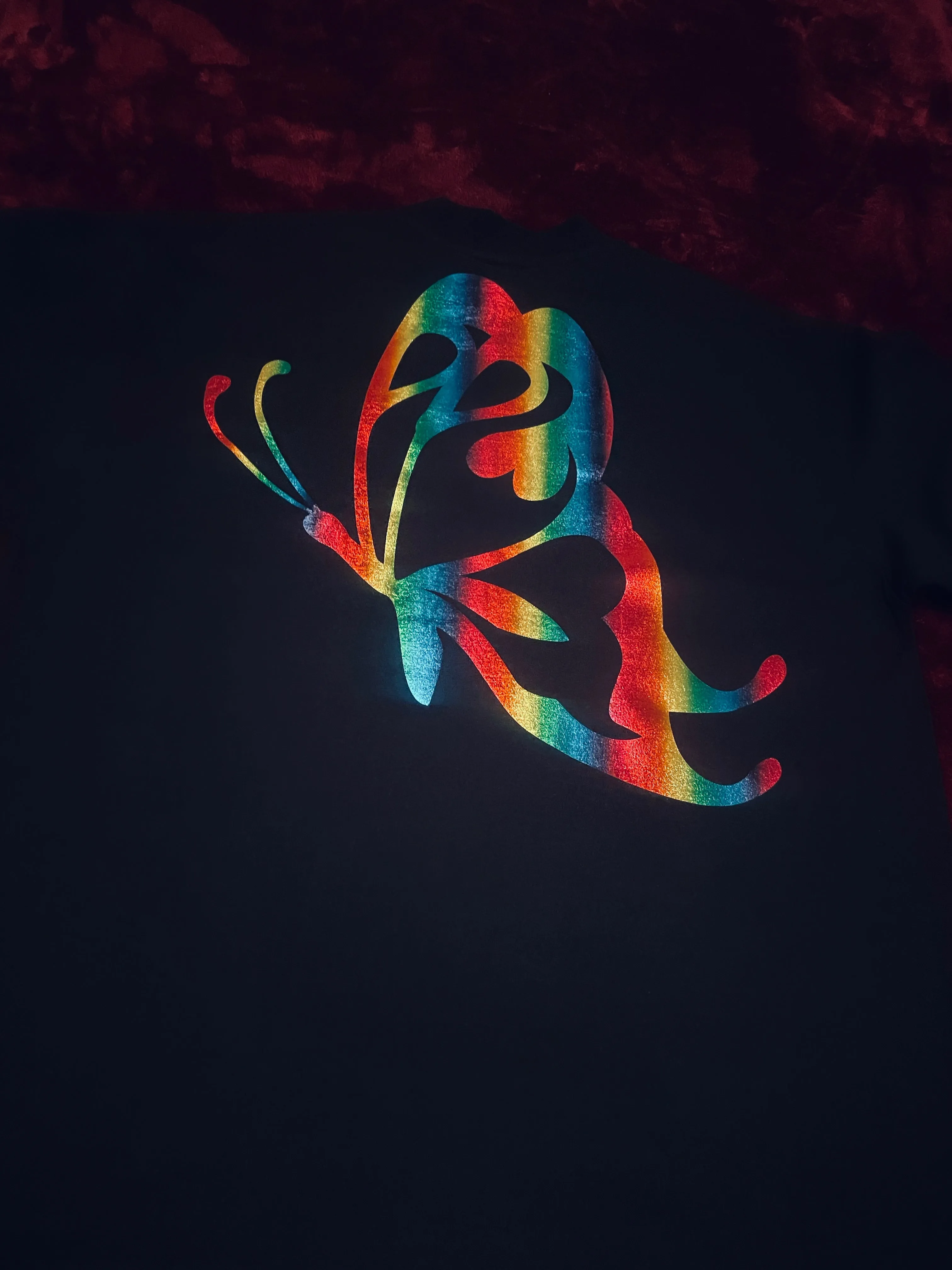 Fallon Aurielle Unisex Signature Rainbow Butterfly T-Shirt (Black & Rainbow Multi)