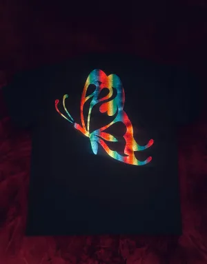 Fallon Aurielle Unisex Signature Rainbow Butterfly T-Shirt (Black & Rainbow Multi)