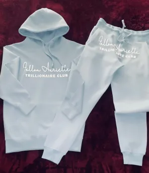 Fallon Aurielle Unisex Signature Trillionaire Club Jogging Set (Powder Blue & White)