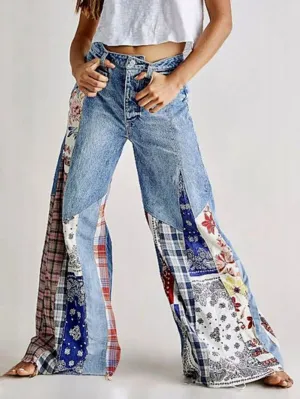 Fashion Patchwork Denim Plants