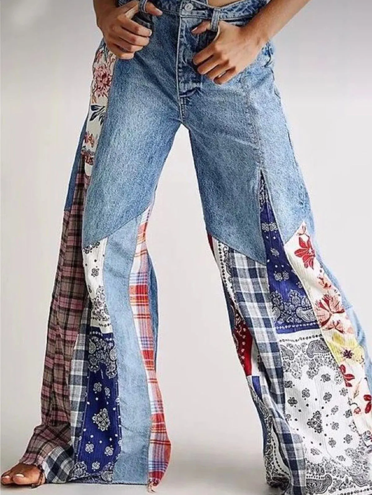Fashion Patchwork Denim Plants