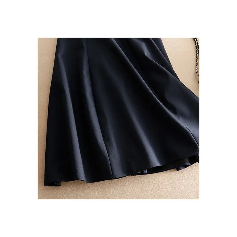 Fashion Solid Color High Waist Midi Skirt