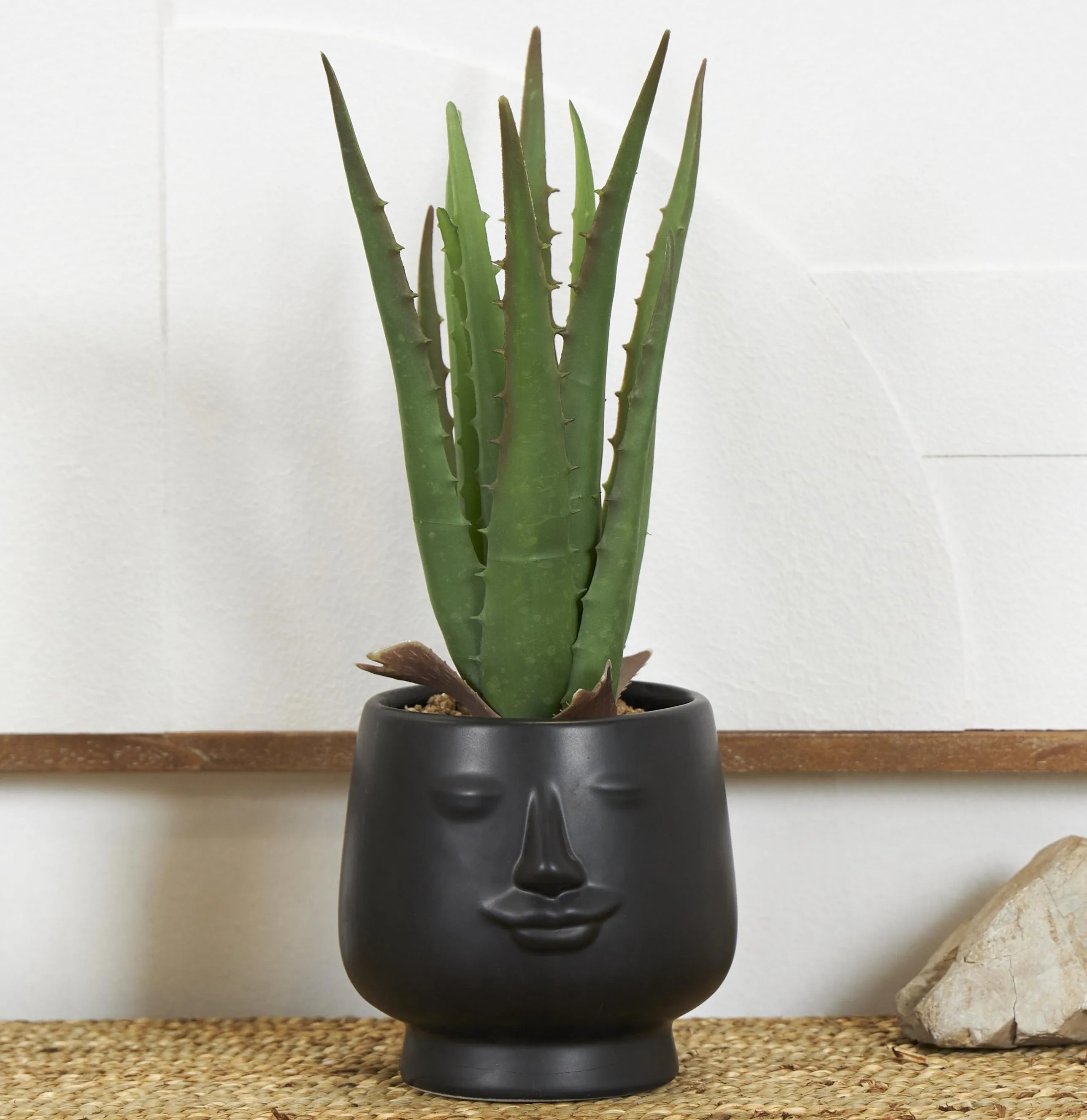 FAUX ALOE IN FACE POT