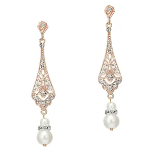 Flapper Gatsby Earrings, 20's rhinestone pearls art deco, 1920's earrings, Bridal, earrings, earrings, vintage, retro