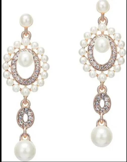 Flapper Gatsby Earrings, 20's rhinestone pearls art deco, 1920's earrings, Bridal, earrings, earrings, vintage, retro