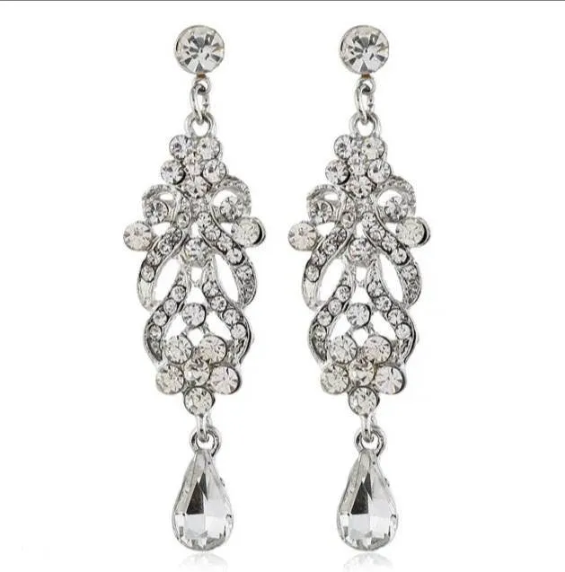 Flapper Gatsby Earrings, 20's rhinestone pearls art deco, 1920's earrings, Bridal, earrings, earrings, vintage, retro